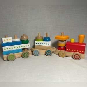 Wooden train block set